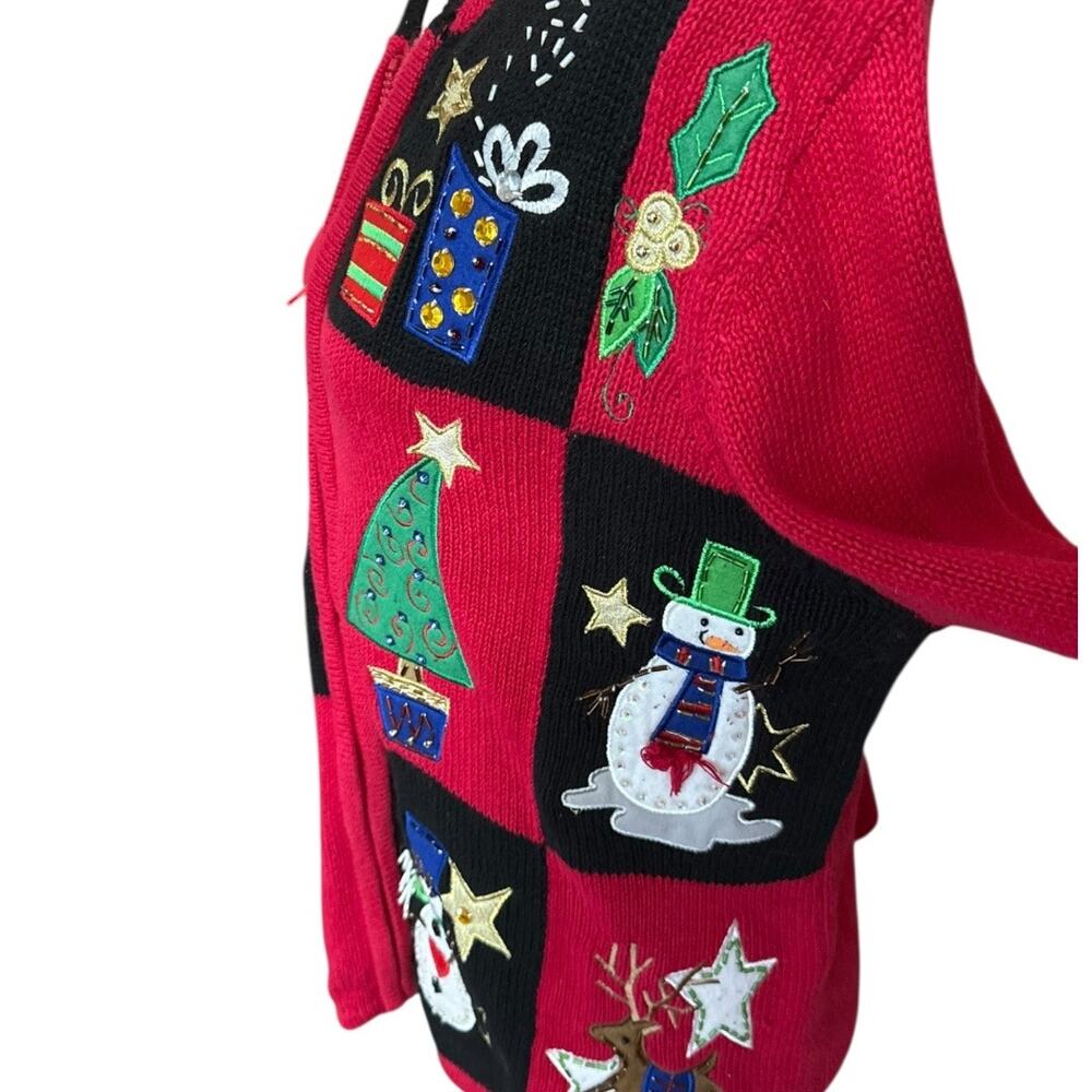 Carly St Claire VTG Christmas Embroidered Festive Sweater Zip Cardigan M - Picture 5 of 10